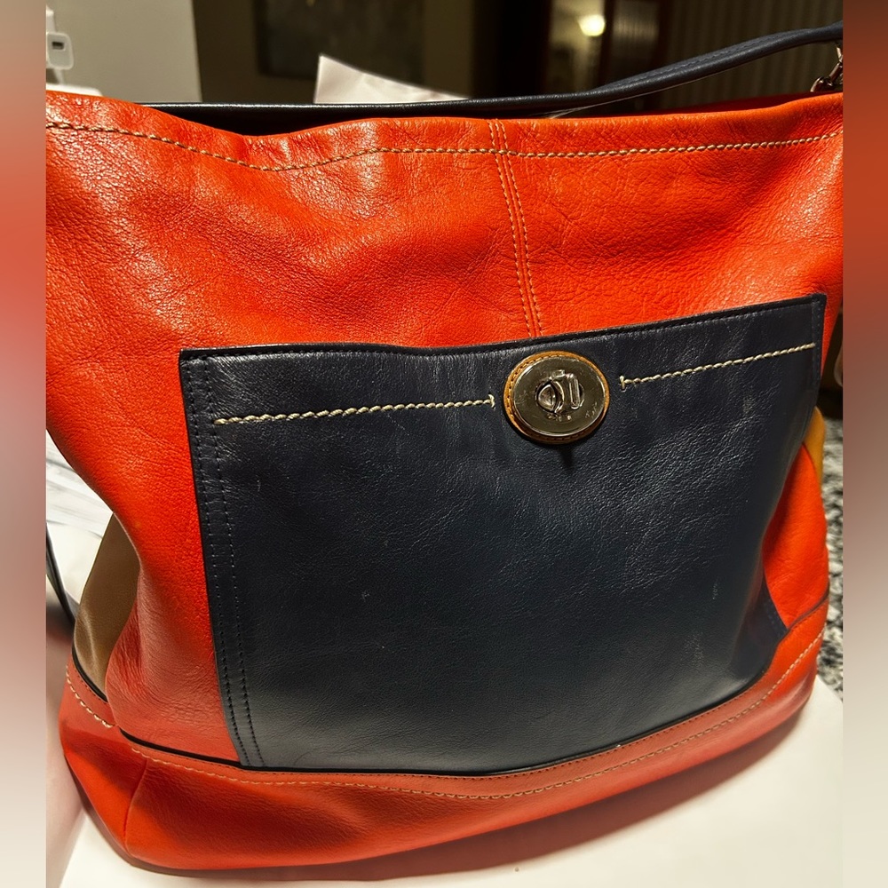 Coach color block hobo bag